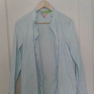 Lilly Pulitzer Striped Ruffle collared shirt